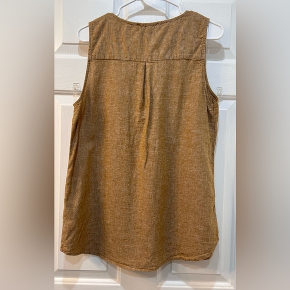 Harve Benard Washable Linen Sleeveless Blouse Size L Boho Natural Beachy Hippie - Picture 2 of 7